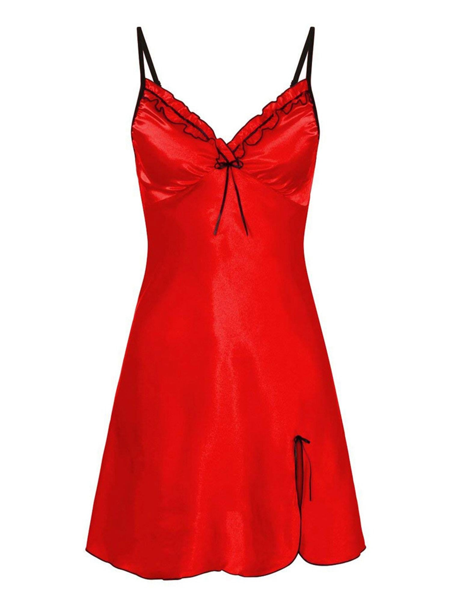 Gvmfive Womens Sexy Lingerie Sleepwear Chemise Satin Slip Silk