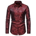 thumbnail image 2 of kamemir Button Down Shirt Men Men's Autumn And Winter Casual Rose Print Long-sleeved Lapel Shirt(Red,S), 2 of 5