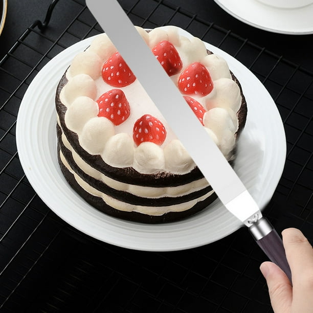 Espátula con hoja angular | Espátula de acero inoxidable para glaseado y masa | Herramienta para decorar pasteles con mango de madera para glaseado y dar forma a pasteles | 1 pieza