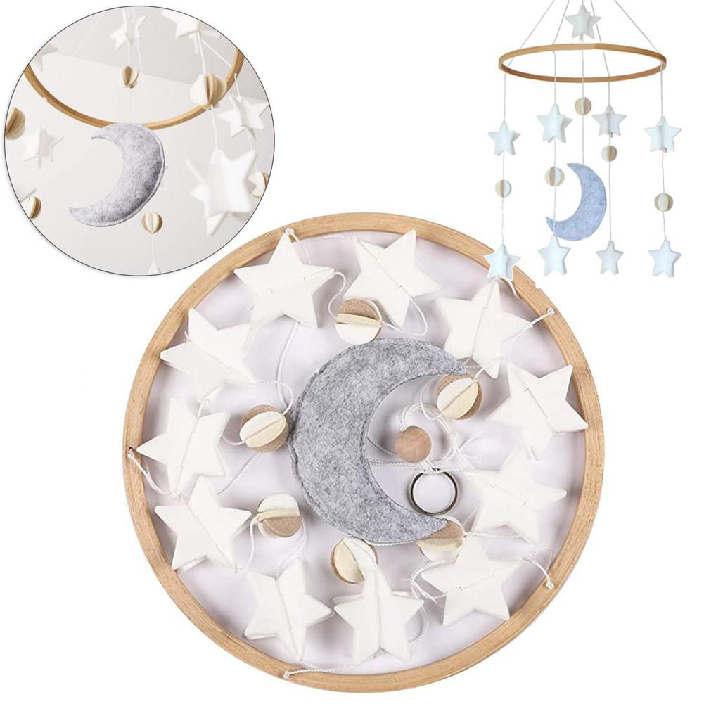 ankishi Crib Mobile with Felt Star Moon Wind Chime Baby Bed Decoration