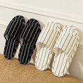 thumbnail image 5 of AUDeals Women Men Stripe Slippers Open Toe Cotton Linen Slide Sandals Soft Soled Lightweight Home Shoes Anti Slip Lounging (Black, 7), 5 of 9