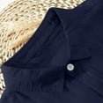 thumbnail image 5 of Lroveb Mens Linen Shirts Turn Down Long Button Men's Daily Casual Sleeve Tops Shirt Collar Solid Men Shirts Navy, 5 of 7