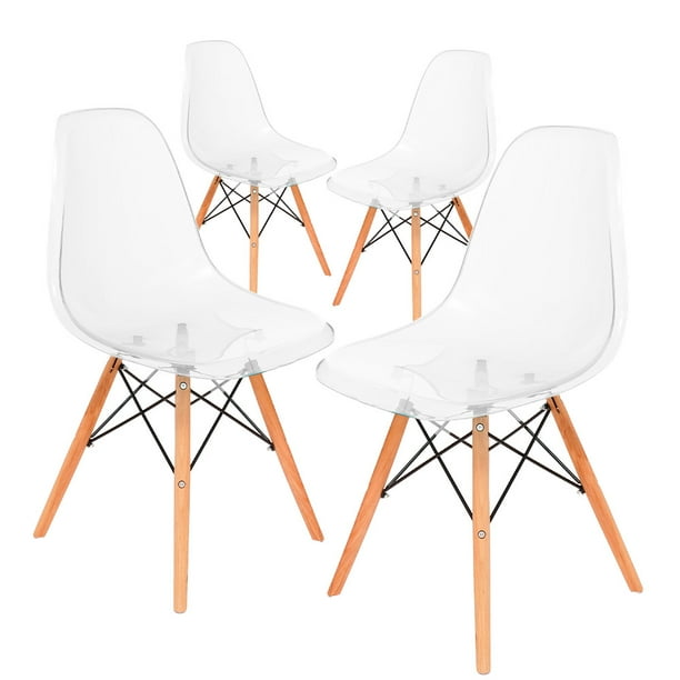 Sillas Eames Mirel Modernas Minimalistas Acrílico set 4 Piezas Transparente