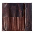 thumbnail image 4 of ELW Chef Knife Roll Case, Full Grain Portable Leather Knife Bag, Knife Holder Roll with 5 Pockets, Cooks, & Kitchen Tools Storage, Lightweight & Travel-friendly Cooking Tools Bag - Dark Brown, 4 of 7