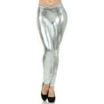 thumbnail image 3 of Jxximdong Leggings for Women Womens Sexy Shiny Faux Leather Leggings Pants Clubwear Trousers Tight Body Silver XXL Yoga Pants, 3 of 3
