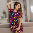 thumbnail image 3 of Pofeuu Colorful Hearts Print Women's Loose Fit Short Sleeve Nightgown, Comfortable Sleep Dress for Women, Casual Lounge Sleepwear, Soft Cotton Sleep Dress, 3 of 6