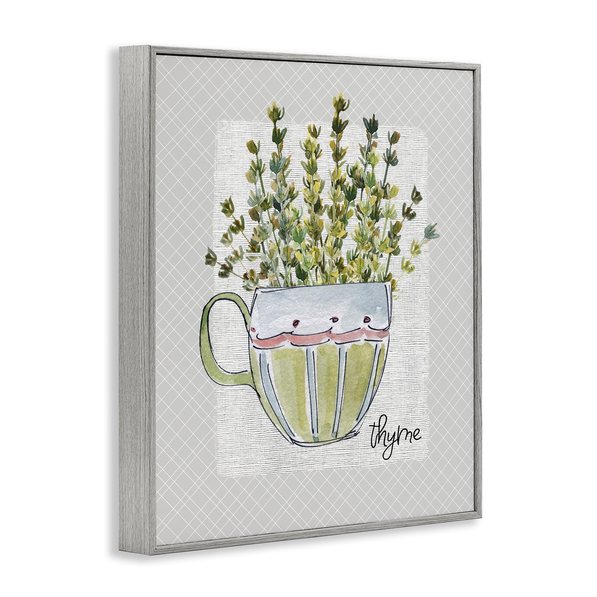 Stupell Industries Thyme Herb Mug Gray Framed Giclee Art, design by Livi Finn