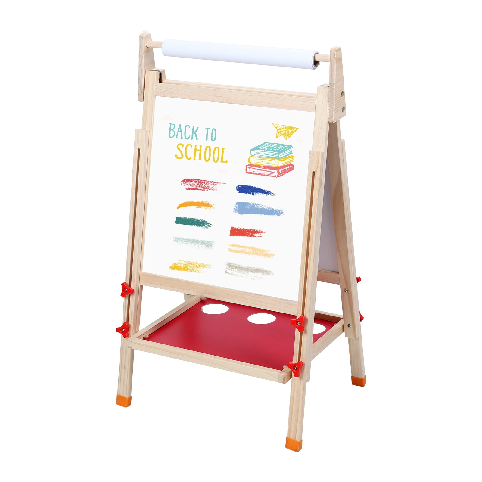 Wliqien Kids Easel, Toddlers Art Easel, Wooden Kid Easel with Paper Roll, Height Adjustable Magnetic Double Sided Easel, Kids Dry Erase Board