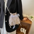 thumbnail image 7 of Vjnyvs Lace Bow Tote Bag White Pearl Handle Bag Evening Clutch Bag Summer Bucket Crossbody Bag Women Supply for Daily Matching, 7 of 7