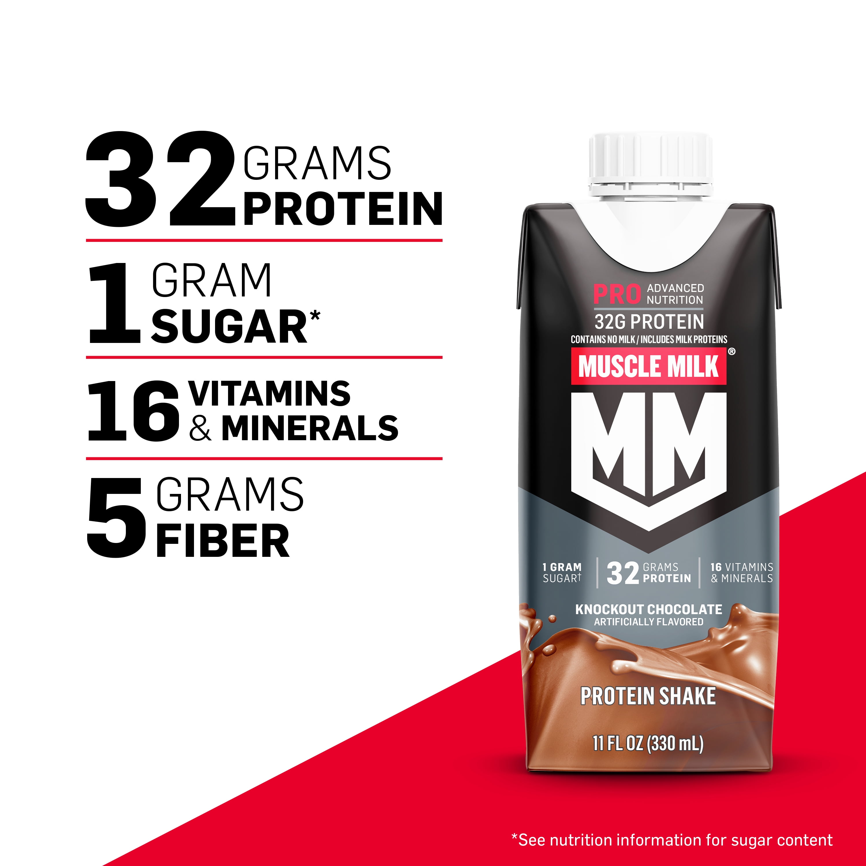 Muscle Milk Pro Protein Shake, Slammin' Strawberry, 11 fl oz, 4 Pack
