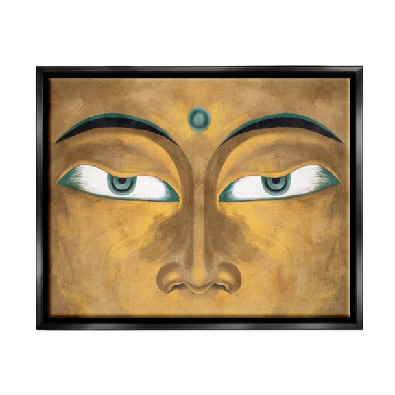 Stupell Industries Indian Bindi Close Up Portrait Graphic Art Jet Black Floating Framed Canvas Print Wall Art, Design by Lil' Rue