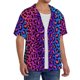 thumbnail image 2 of Fotbe Leopard Neon Rainbow Gradient Camisa Estampada de Manga Corta para Hombre, Casual de Verano, Estilo Playero, Sin Arrugas-X-Large, 2 of 5