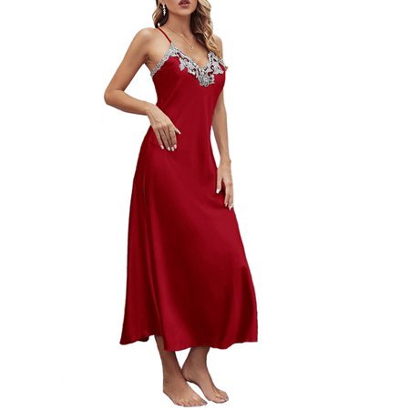 

Kadahis Kadahis Lingerie For Women Nightwear Underwear Satin Hem Sling Long Nightgowns For Women