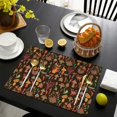 thumbnail image 3 of Colorful Mushroom Plant Brown Pattern Summer Placemats Table Placemats Set Of 6-Linen Kitchen Washable Placemats Table Mats 11.8"x17.7" Non-Slip Heat Resistant, 3 of 5