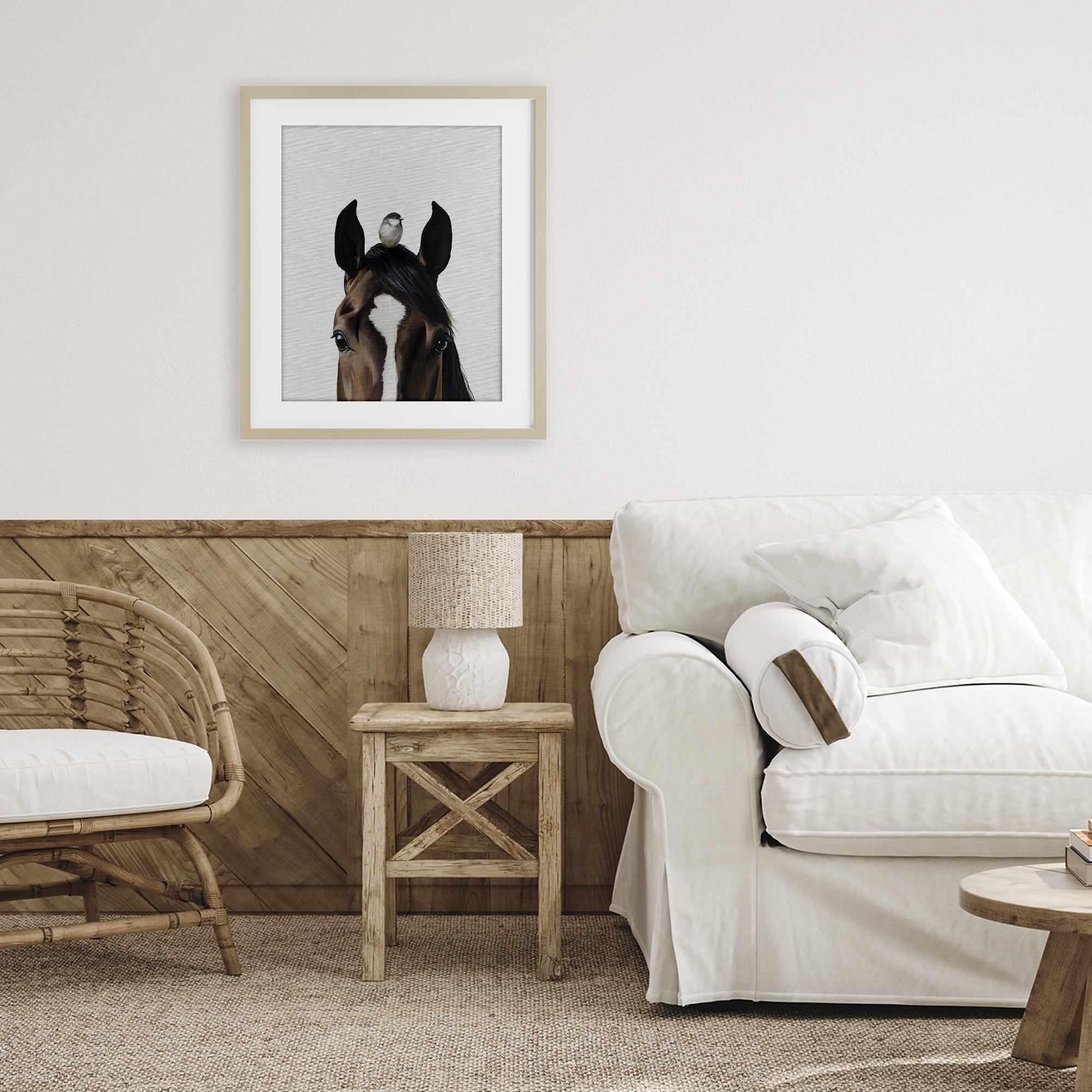 Stupell Industries Quiet Companion Horse & Bird Birch Framed Print Under Glass, design by Svetlana Aleynikova