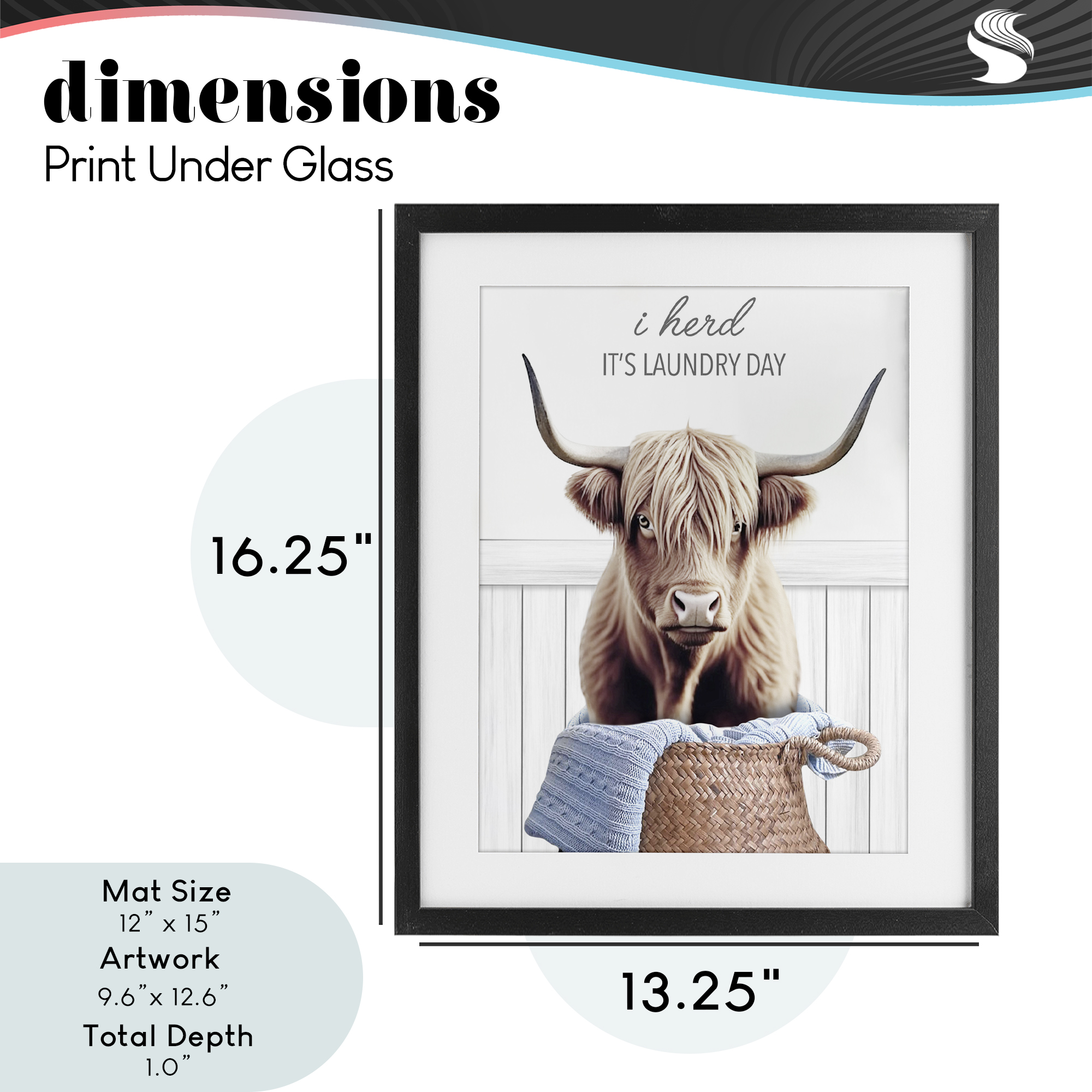 Herd It's Laundry Day Black Framed Print Under Glass, design by Marcus Prime