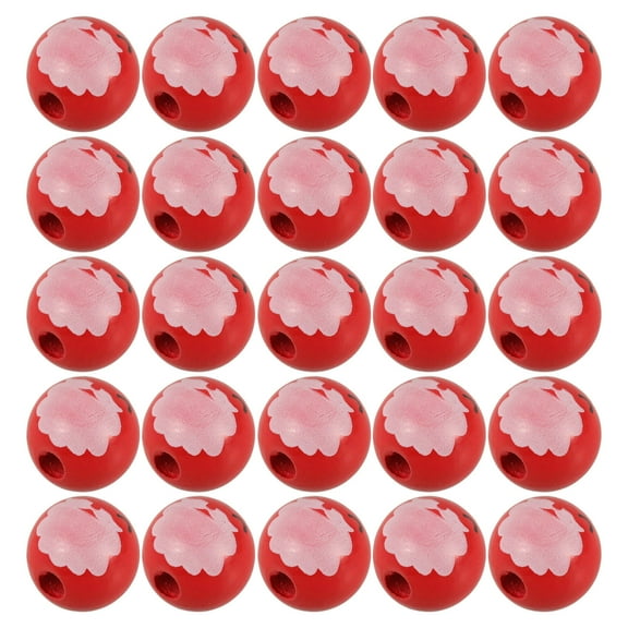 GAXIRE 50Pcs Red Round Wooden Beads for Garland Making Decorative Items Home
