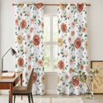 thumbnail image 5 of Kitchen Curtains 84 Inch Length 2 Panels, Brown Red Flowers Grommets Window Treatment Curtain, Rustic Botanical Floral Leaves Plants Thermal Curtains Drapes for Living Room/Bathroom, 5 of 9