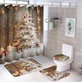 thumbnail image 1 of Juego de 4 cortinas de ducha con diseño de árbol de nieve, con alfombrillas, tapa de inodoro y alfombrilla de baño, decoración rústica retro para baño, cortinas de ducha, 72 x 72 pulgadas, 1 of 8