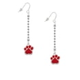 thumbnail image 2 of Delight Jewelry Silvertone Large Red Paw - Silver-tone Long Sparkle Dangle French Earrings, 2 of 4