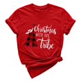 thumbnail image 4 of Gibobby Camisa navideña mujer Camiseta de manga corta con cuello redondo y estampado de Navidad para mujer(Rojo,G), 4 of 5