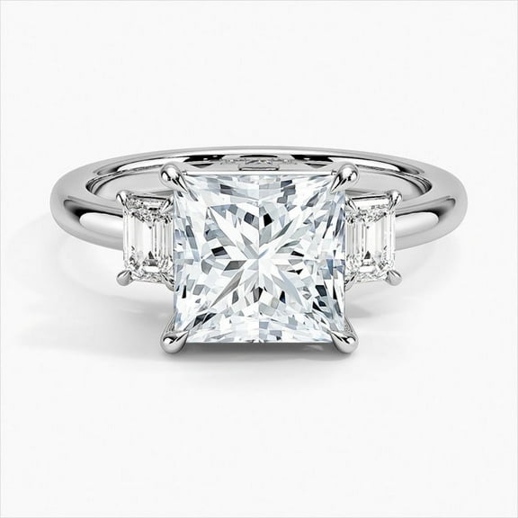 Zoya Jewel 14K White Gold Plated Three Stone Anniversary Ring - Princess Cut 2.2 Ct Lab Created Diamond Wedding Ring - Anniversary Gift for Women - Engagement Jewelry