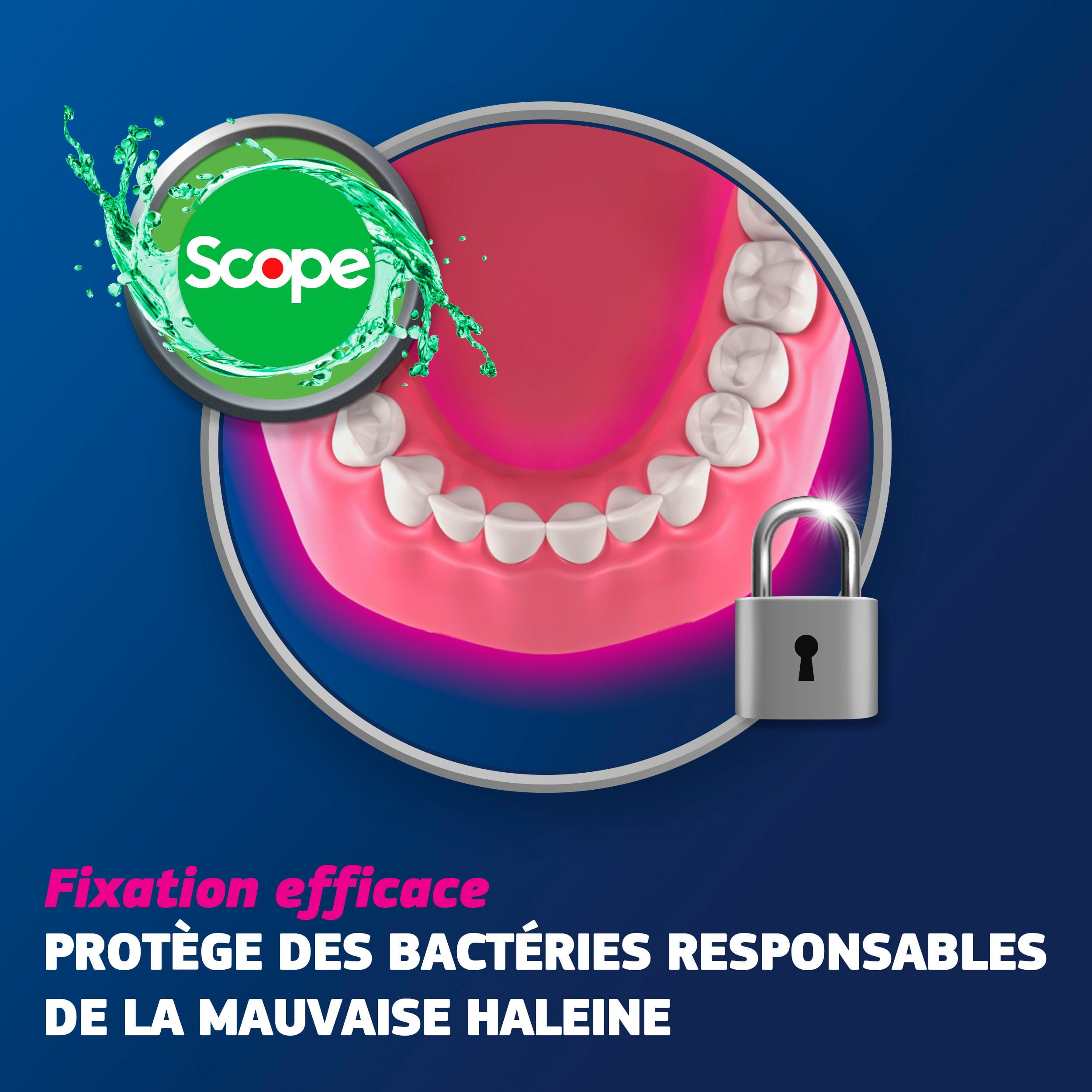 Crème adhésive sûre pour prothèses Fixodent Plus à saveur de Scope, paquet double 2 x 57 g