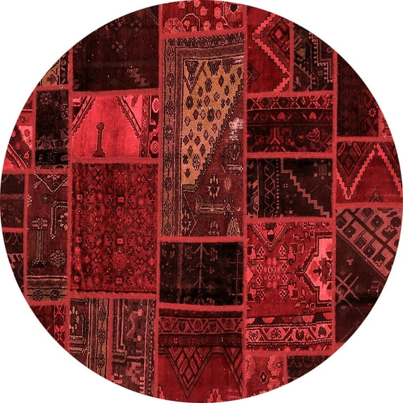 Ahgly Company Indoor Round Oriental Red Modern Area Rugs, 6' Round