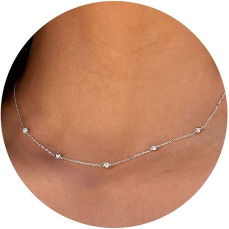 Diamond Necklaces For Women - 14K Gold/White Gold Plated Dainty Necklace For Women Simple Five Diamond Flower Clover Butterfly Heart Star Necklace Trendy Gold Jewelry[o6612]