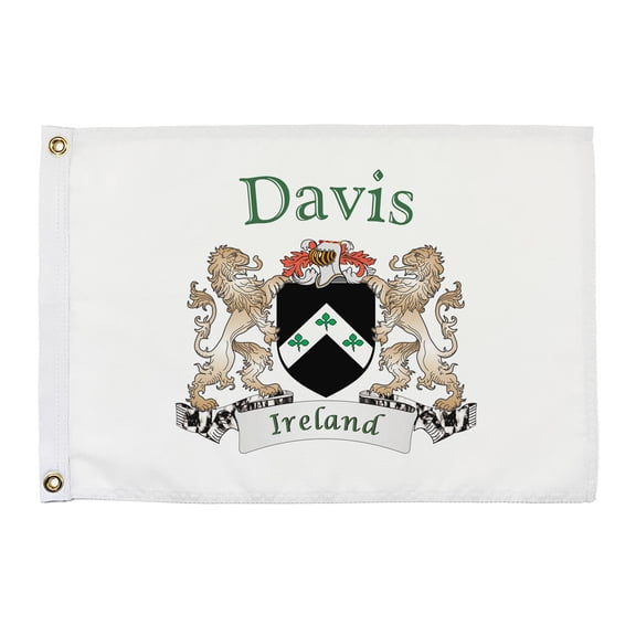 Irish Rose Gifts Davis Irish Coat of Arms Small 16"x10.5" White Flag