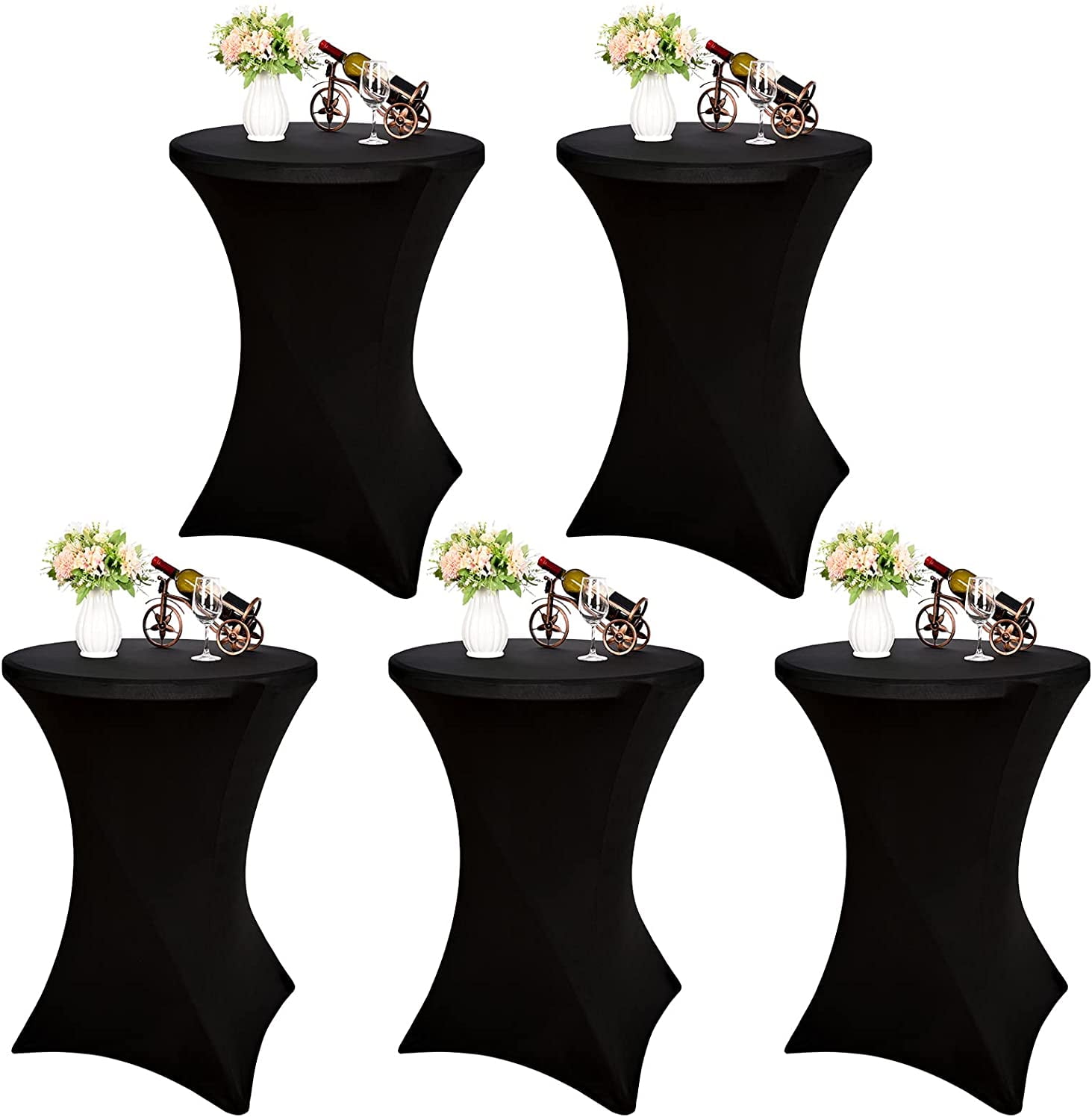 5 Pack 32x43 Inch Cocktail Spandex Stretch Square Corners Tablecloth