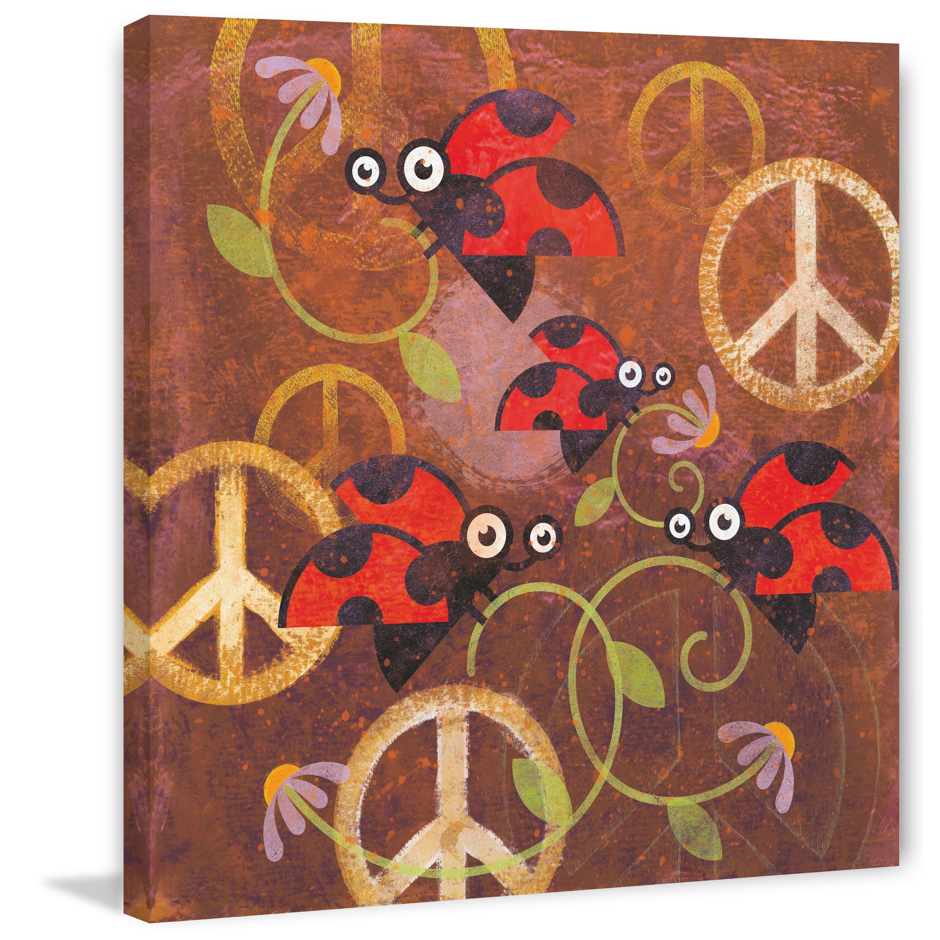 Marmont Hill "Peace Sign Ladybugs VI" Painting Print on Canvas
