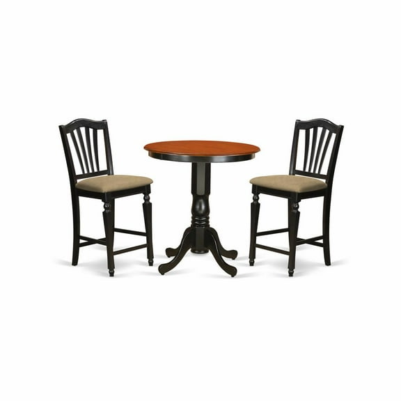 East West Furniture EDCH3-BLK-C 3 Pc counter height pub set - counter height Table and 2 Dining Chairs.
