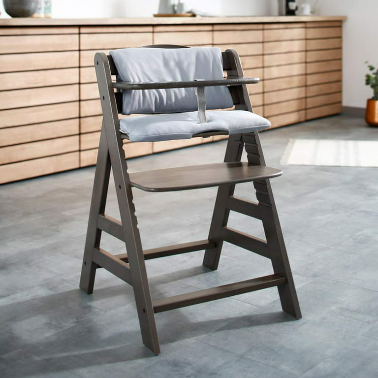 hauck AlphaPlus Grow Along Wooden High Chair w/Grey Tray & Seat Cushion 