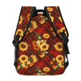 thumbnail image 4 of Easygdp Red Plaid Sunflower Mochila Ergonómica Versátil para Laptop - Múltiples Bolsillos, Correas Ajustables, Unisex para Escuela, Viajes y Actividades al Aire Libre-One Size, 4 of 5