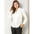 thumbnail image 2 of Blusa de estrellas con lunares brillantes dorados de manga larga metálica vintage para mujer blanco L, 2 of 6