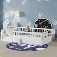 thumbnail image 5 of Mirightone Full Montessori Bed with Rails and Storage Shelf, Wood Floor Bed Frame with Light for Boys Girls, White, 5 of 9