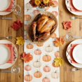 thumbnail image 5 of Orange White Pumpkin Table Runner - 48 Inch Long Fall Thanksgiving Harvest Country Cotton and Linen Blended Dress Scarves Farmhouse Table Runner for Kitchen Dining, Coffee Table, 13" x 48", 5 of 8