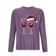 thumbnail image 3 of Brondbend Tops for Men Christmas Man Shirts Long Sleeved Crew Neck Fitness Homewear Print Fashion Blouse Regular Fit Club Clothes Purple, 3 of 5