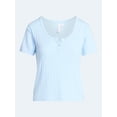thumbnail image 6 of Joyspun Women’s Pointelle Knit Sleepwear Henley Tee with Short Sleeves, Sizes XS-3X, 6 of 6
