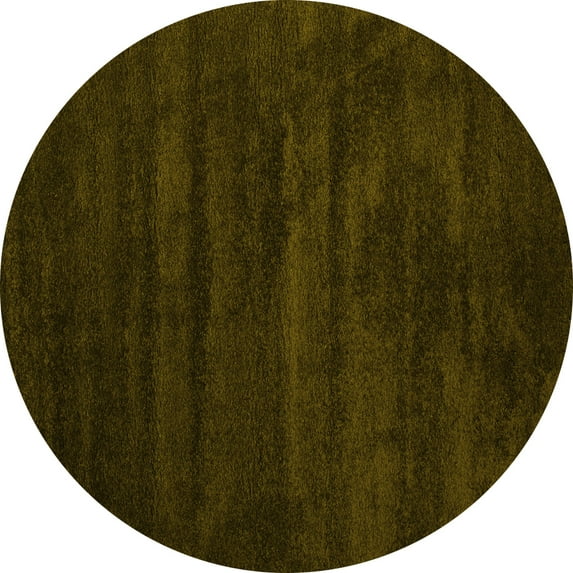 Ahgly Company Machine Washable Indoor Round Abstract Yellow Contemporary Area Rugs, 5' Round