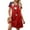 Red, variant on Women's Casual Short Sleeve Star Print Dress, V-Neck Loose Summer T-Shirt Dress with Pockets, Red, Size S-XXL
