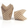 thumbnail image 2 of 50 cápsulas de papel antigrasa con forma de tulipán para cupcakes | Capacillos de tamaño estándar para muffins y cupcakes | Elegante diseño floral marrón para fiestas y eventos, 2 of 2