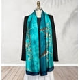 thumbnail image 4 of Wrapables Silk Like Satin Polyester Large Scarf Wrap, Almond Blossoms Teal, 4 of 6