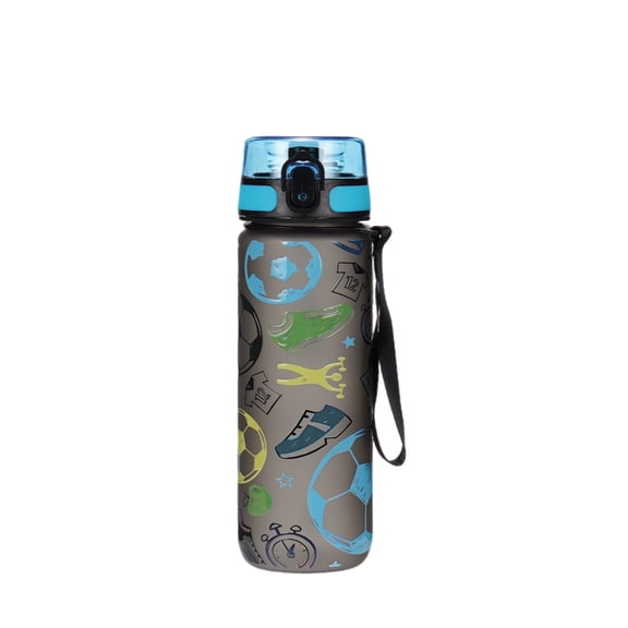 Boys Soccer Pattern Water Bottle 750/1000ml Plastic Leakproof Sports Water CupPortable Flip Lid for School Gym Football Training