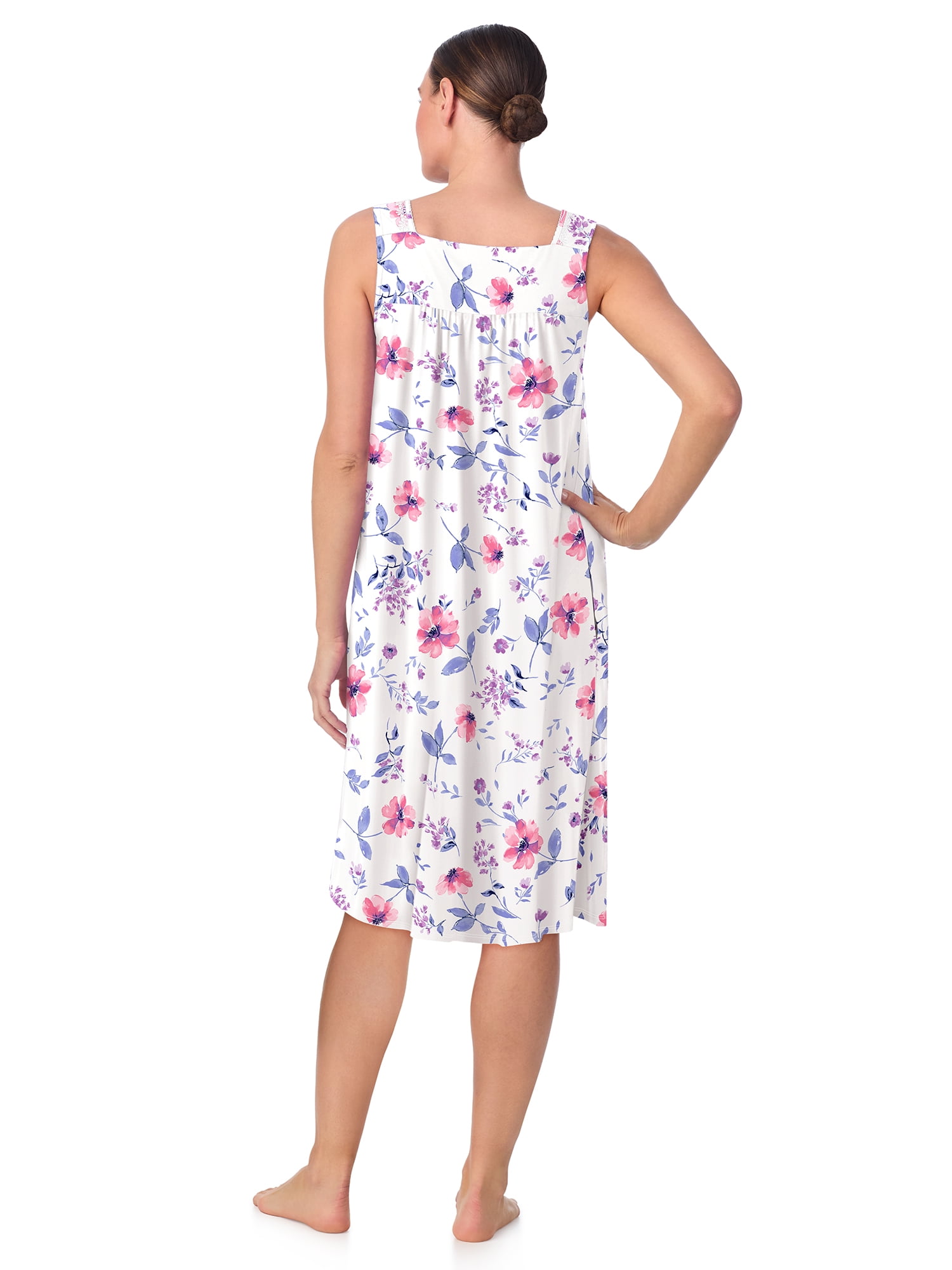 Aria Women's 100% Cotton Sleeveless 40" Nightgown, Sizes XS-5X