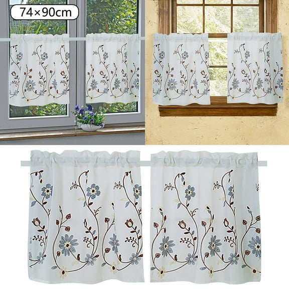 Curtain,Floral Curtains Kitchen Coffee Curtains Bedroom Rod Curtains Lace Short Curtains Lace Curtains 24 X 35 Inch 2 Panels