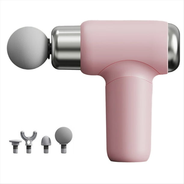 Mini Pistola de Fascia con Múltiples Cabezales de Masaje, Batería de Gran Capacidad y Carga Rápida, Ideal para Viajes y Deportes, Color Rosa.