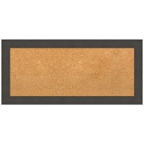 Amanti Art Natural Cork Board Framed Blaine Light Pewter Narrow Bulletin Board 34 in. x 16 in.