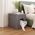 thumbnail image 3 of Cat Litter Box Enclosure, Plastic Hidden Litter Box Side Table with Openable Front Door, Waterproof & Weatherproof Cat House for Indoor & Outdoor Use (Gray), 3 of 7
